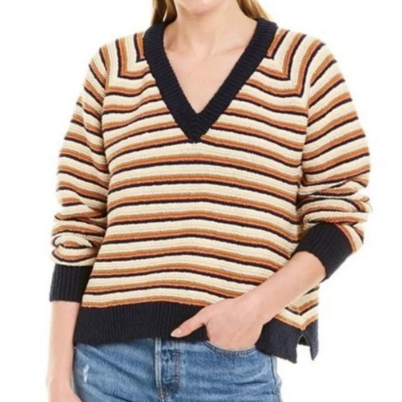 MADEWELL Stripe Knit Cropped Sweater - Picture 1 of 6